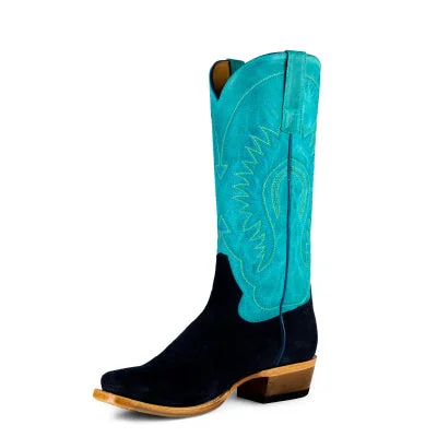 Men's western boots with a suede shaft and a leather soleMacie Bean Ladies' Looney Moon Blue Suede Boot