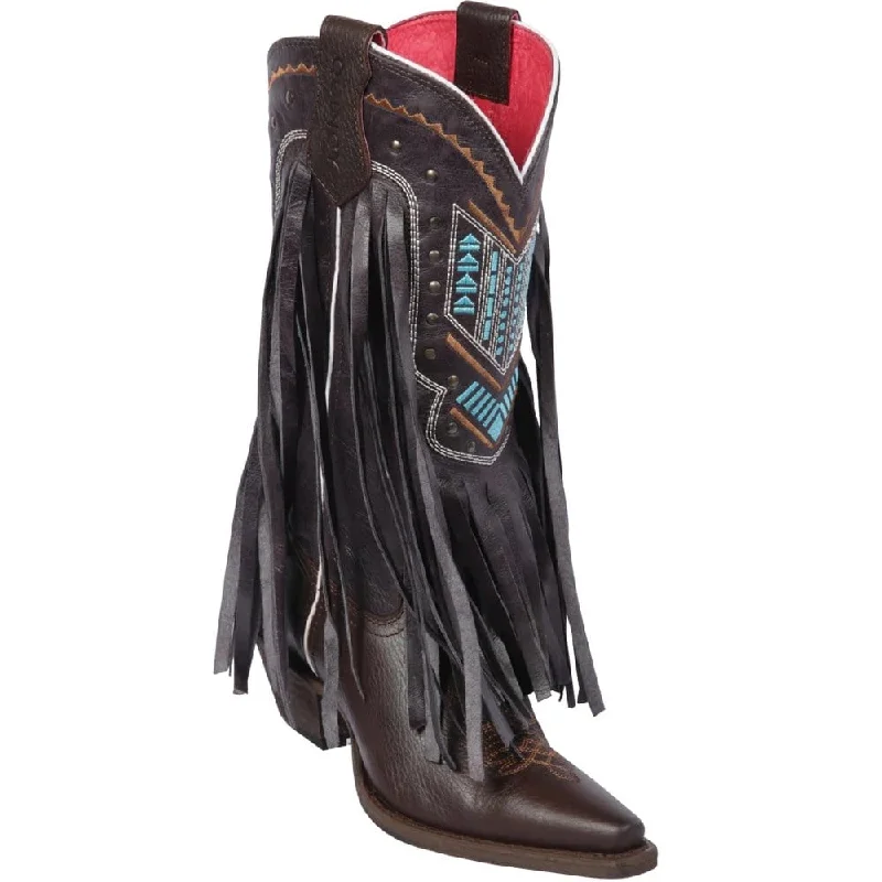 Men's western boots with a scalloped edge and a pull - on strapWomen's Quincy Grasso and Crazy Leather Snip Toe Boot Q34E6294