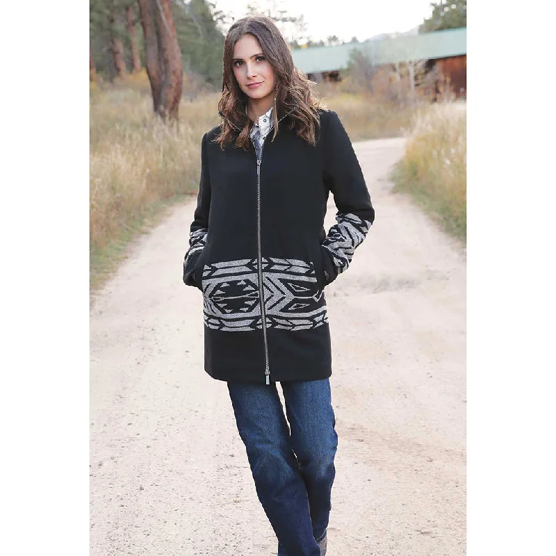 Men's western boots with a silver - toned hardware and accentsCruel Girl Denim Women's Black Aztec Walking Coat