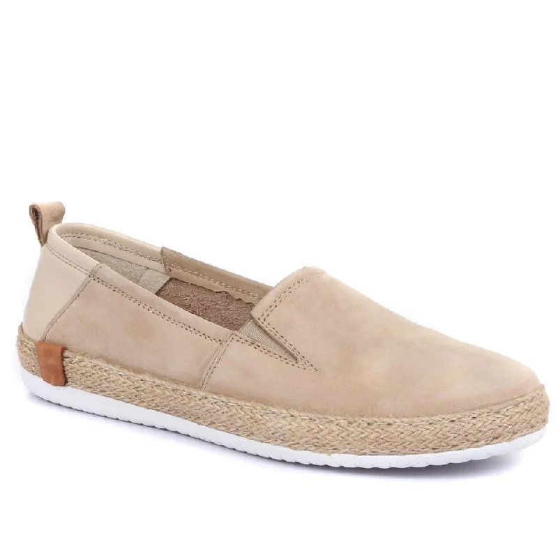 Men's casual shoes with a removable footbed for cleaningMilan Leather Espadrille Flats - MILAN / 320 085